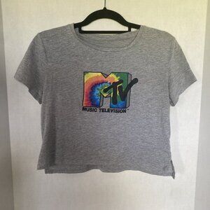 MTV Crop Top Women's Size M T-shirt Tye-dye Music Videos Casual 80's Artist Boho
